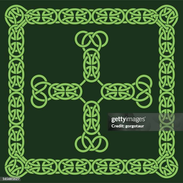 celtic cross and frame - celtic cross stock illustrations