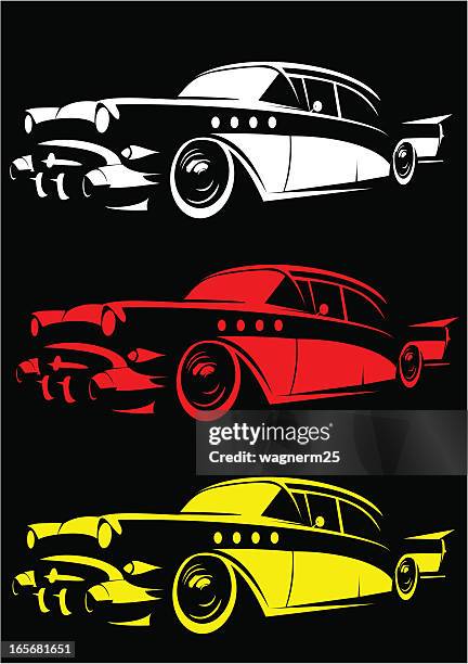 vintage car stencil ii - car spoiler stock illustrations