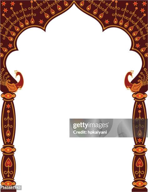 peacock arch - vaulted ceiling stock illustrations