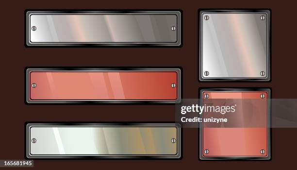 shiny metal name plates - metal nameplate stock illustrations