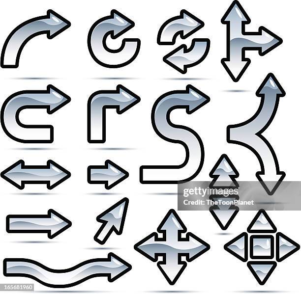 glossy arrows icon set - right click stock illustrations
