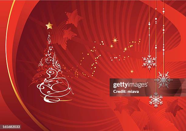 red background with christmas-tree. - pine background stock illustrations
