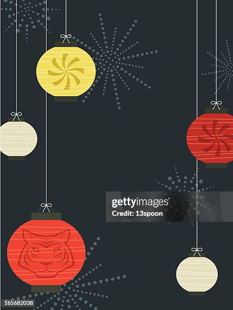 chinese new year lantern group - vector string bow stock illustrations