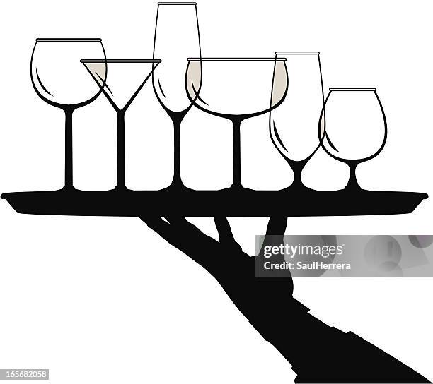 glass server - serving tray stock illustrations
