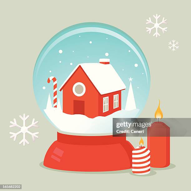 christmas snow globe - snow globe stock illustrations