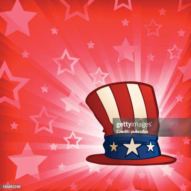 patriotic hat burst - uncle sam hat stock illustrations