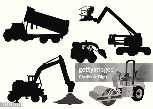 Construction Vehicles Vector Silhouette Construction Vehicles Vector Silhouette