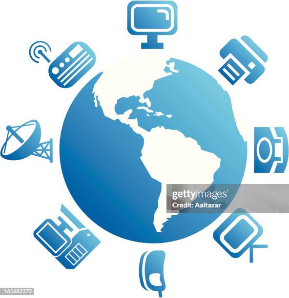 global electronics & telecommunications - mobile base station stock illustrations