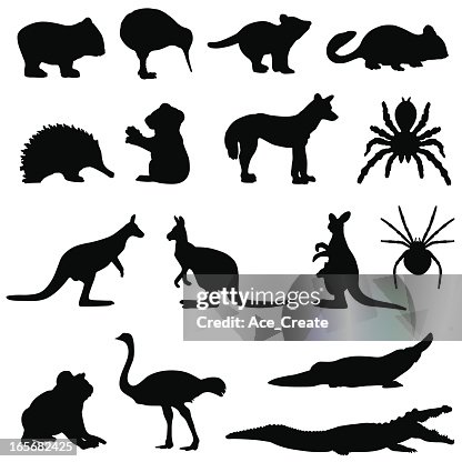 Australian animals silhouette set Australian animals silhouette set