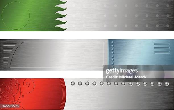 brushed metal banners - brushed steel stock illustrations