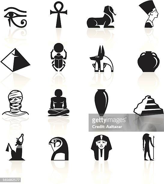 bildbanksillustrationer, clip art samt tecknat material och ikoner med black symbols - egypt - amfora