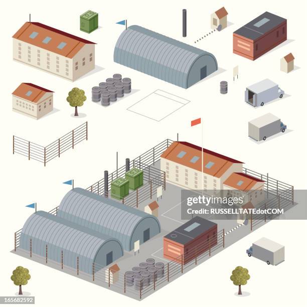 secure facility - army base stock illustrations