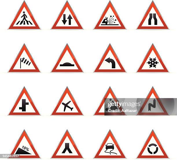 color icons - road signs - speed bump stock illustrations
