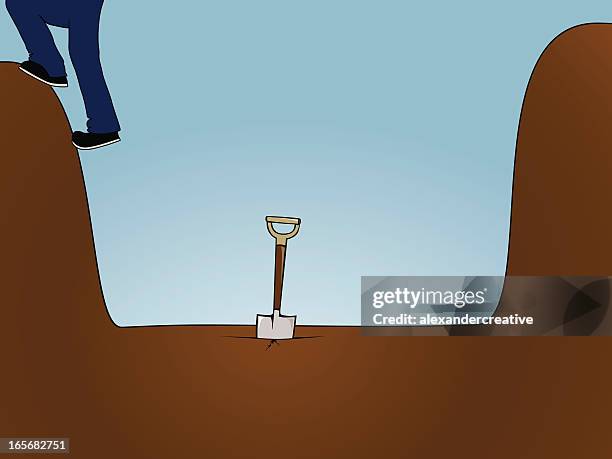 dig yourself out - digging hole stock illustrations