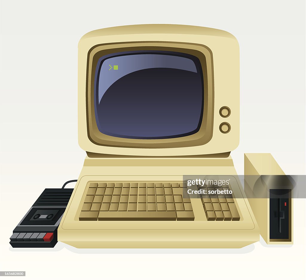 Bitmap Old Computer Illustration Of An Old Computer High-Res Vector Graphic - Getty Images