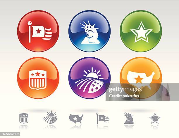 buttons depicting national pride - liberty bell stock illustrations