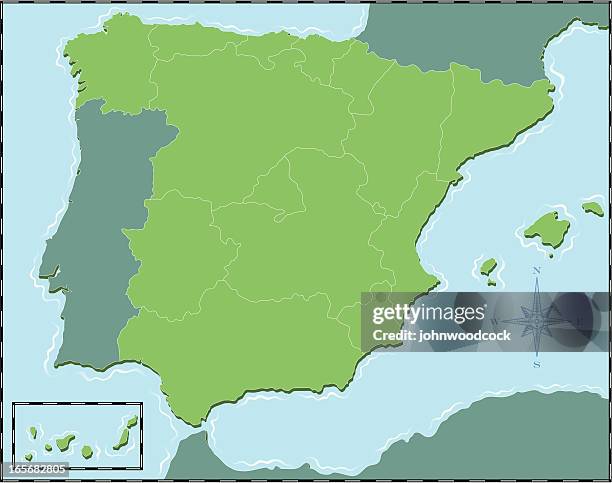 spain map - canary islands stock illustrations
