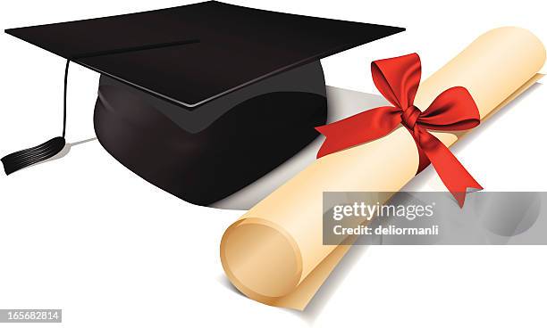 diploma - graduation gown vector stock illustrations