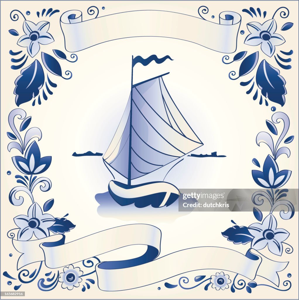 Antique Delft blue banner template