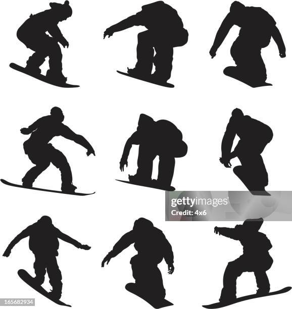 men doing snowboarding - snowboarding stock illustrations