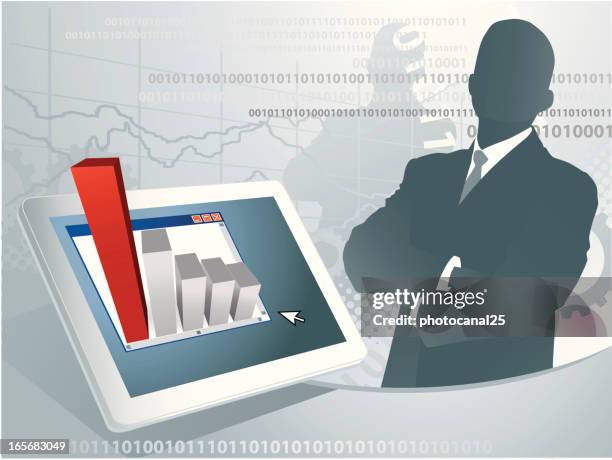 business growth frame - surrounded by data stock illustrations