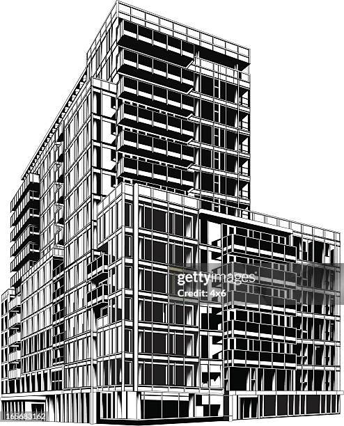 skyscraper in a city - front steps stock illustrations