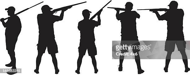 hunter aiming at target - shotgun stock illustrations