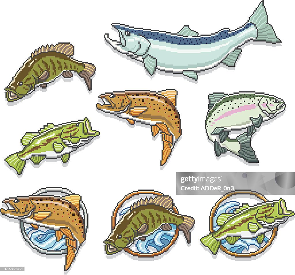 Pixel conjunto de peixes