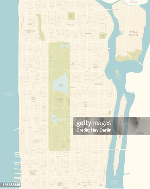 stockillustraties, clipart, cartoons en iconen met upper manhattan map - nyc map vector