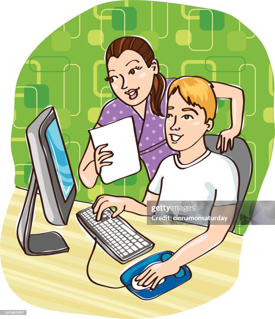 Working at the computer