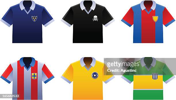 illustrazioni stock, clip art, cartoni animati e icone di tendenza di maglie da calcio - soccer uniform