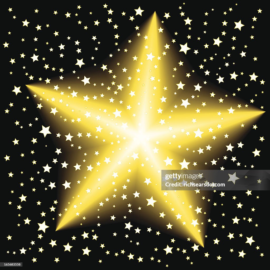 Gold Star in Night Sky
