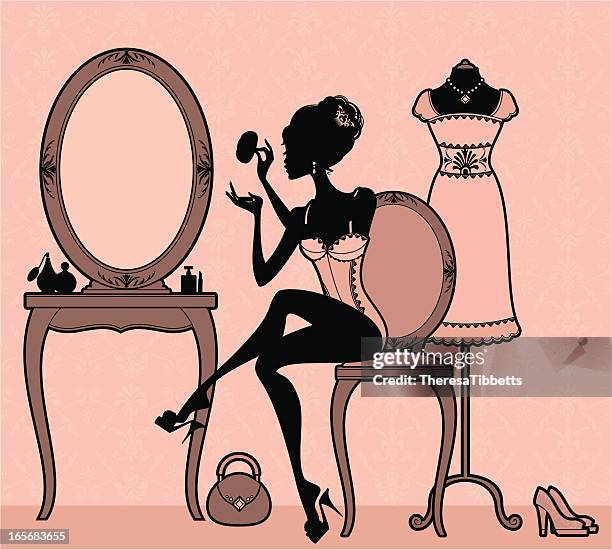 girly dressing - dressing table stock illustrations