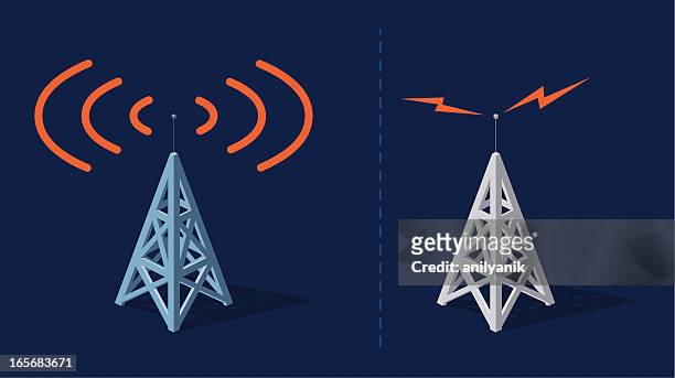 illustrazioni stock, clip art, cartoni animati e icone di tendenza di torre della radio - tecnologia mobile