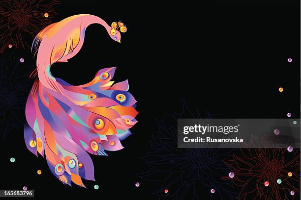 pink peacock - peacock stock illustrations