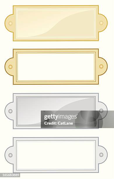 ilustraciones, imágenes clip art, dibujos animados e iconos de stock de placas de nombres - nameplate