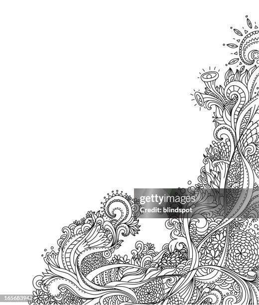 line art design - henna stock illustrations