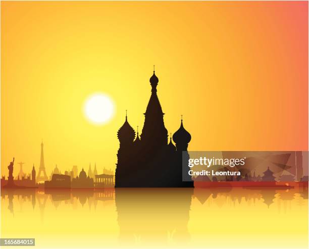 saint basil's cathedral, russia - kremlin stock illustrations