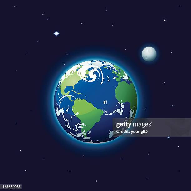 erde & moon - planet erde stock-grafiken, -clipart, -cartoons und -symbole