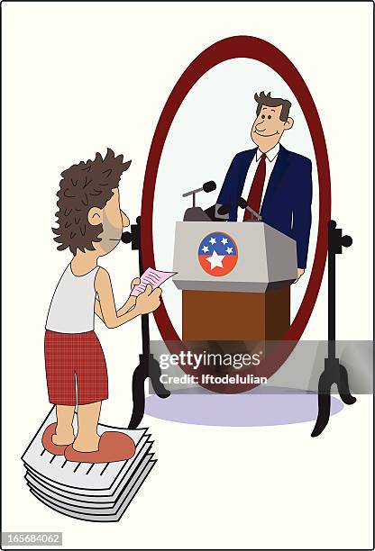 mirror reflections - man getting ready mirror stock illustrations
