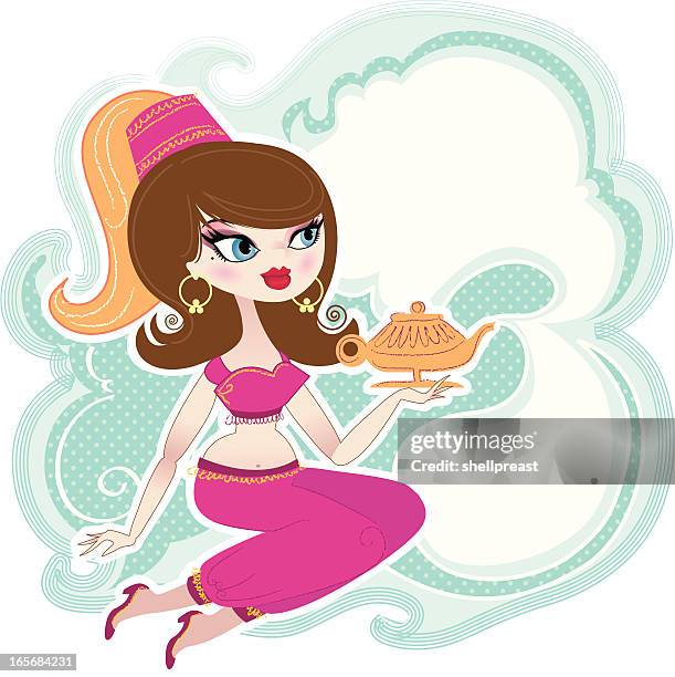 stockillustraties, clipart, cartoons en iconen met genie and magic bottle - djinn