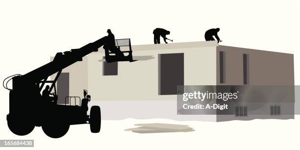 construction hoist vector silhouette - pulling up stock illustrations