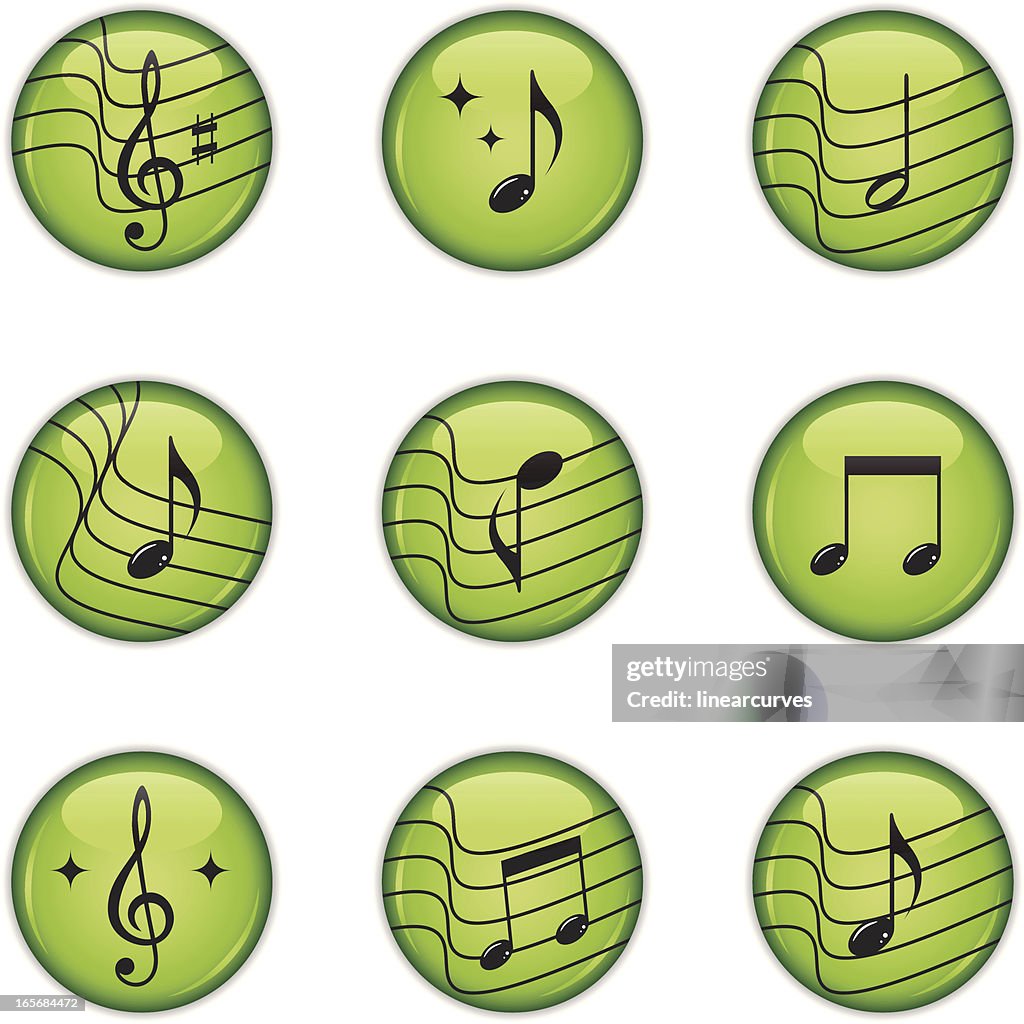 Music icons with musical notes and treble clef