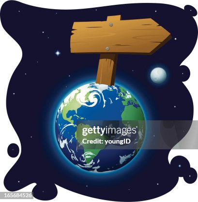 Earth Di Raction Earth Directional Sign High-Res Vector Graphic - Getty Images