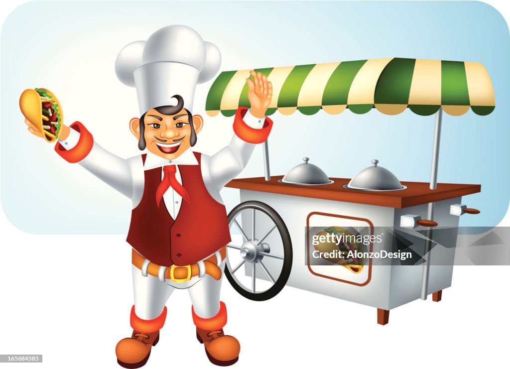 Mexican Chef with Burrito