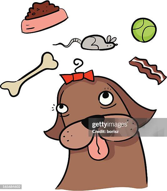 thinking dog - looking up thinking stock illustrations