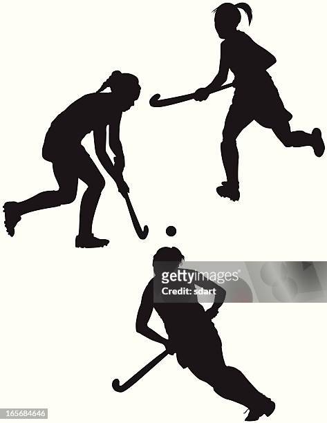 ilustraciones, imágenes clip art, dibujos animados e iconos de stock de reproductores de hockey sobre hierba - hockey