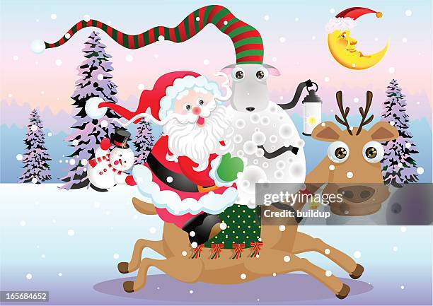 stockillustraties, clipart, cartoons en iconen met funny santa claus - kerstman cool