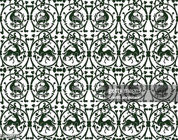 seamless medieval background - animal seamless pattern stock illustrations