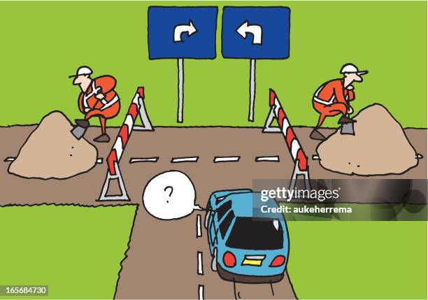 coordination - road construction worker stock illustrations